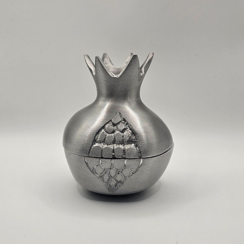 Vintage Yair Emanuel Aluminum Pomegranate Shaped Honey Dish